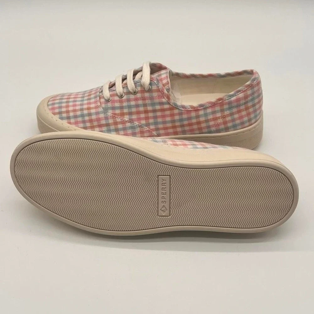 NEW Sperry Pink Blue and White Candy CVO Lace Up Sneakers W9